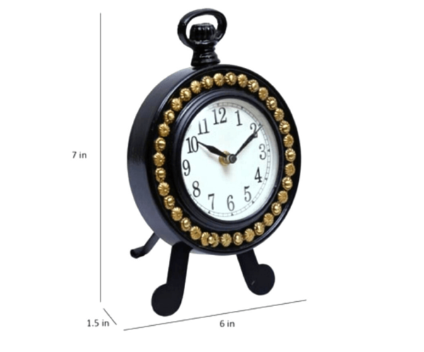 8 inch (10) Antique Black Table Clock