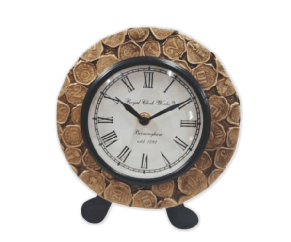 8 inch (4) Coin Table Clock