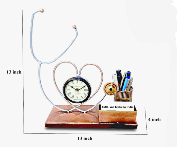 8 inch (5) Decorative Metal Doctor Stethoscope Theme Pen Pencil/Business Cards Stand