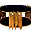 AMI-A1 Steel Contemporary Gold Finish Floating Coffee Table with Black Glass