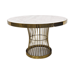 Modern Round Marble Coffee Table with Bress Metal bass