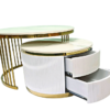 2 Pieces white Round Nesting Metal with Wooden Coffee Table 2 2 Pieces white Round Nesting Metal with Wooden Coffee Table