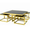 Black Glass Square Nesting Gold Coffee Table 5 set 2 Black Glass Square Nesting Gold Coffee Table 5 set