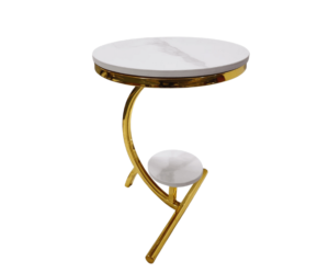 AMI-A12 Double Layer Marble Iron Small Round Coffee Table End Side Texture Round