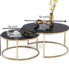 Stainless Steel Gold Finish Black Glass Coffee Table living room