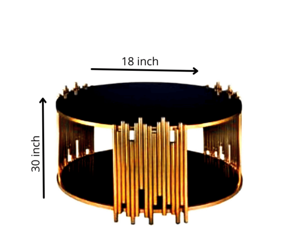 AMI-A2 Steel Contemporary Gold Finish Floating Coffee Table with Black Glass