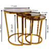Round Nesting set 3 side Metal Table