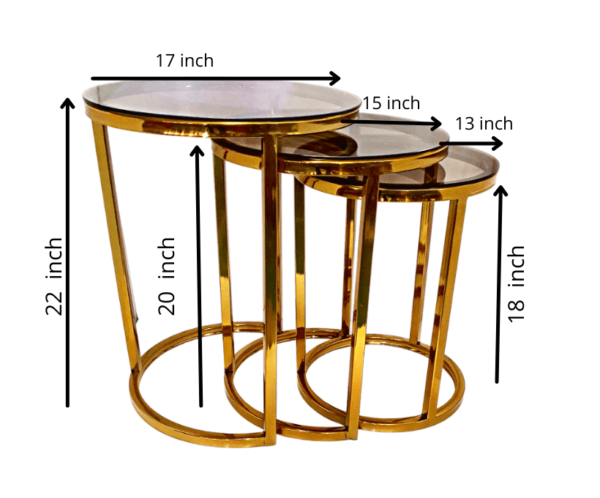 Round Nesting set 3 side Metal Table