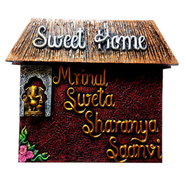 WOODEN SWEET HOME NAME PLATE