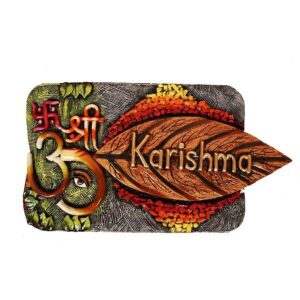 Karishma Nameplate on wooden leaf