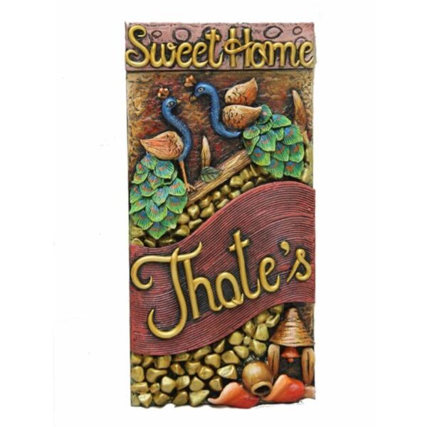 Jhote's decorative peacock feather nameplate