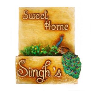 Singh's wooden Nameplate with sweet home tag