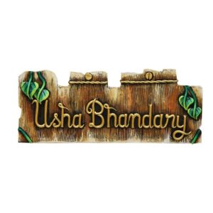 Wooden Nameplate Usha Bhandari