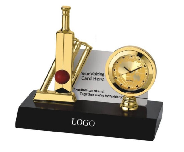 Cricket Theme Pen Stand with Clock