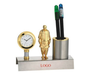 Desk Clock with Golden Statue of Unity