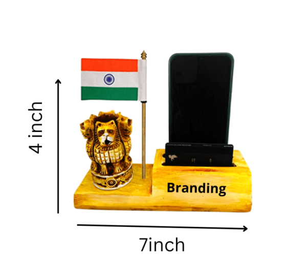 India Flag With Peacock and Ashoka Pen Stand