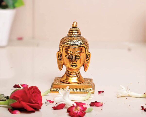 Lord Gautam Buddha Metal Statue Beautiful Gold Antique Finishing Meditation Buddha Murti Religious Idol for Home Office Decoration & Pooja Gifting Purpose Sculpture...