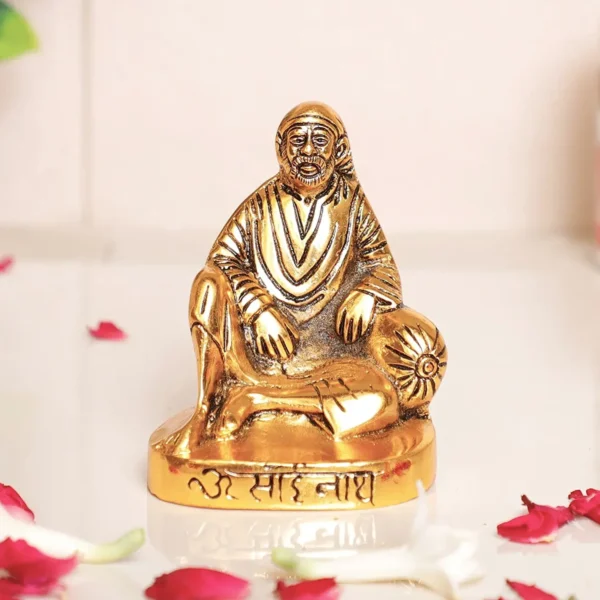 MG0002A Shirdi Sai Baba Metal Statue,Sai Nath Idol,Sai Baba Murti Idol for Car Dashboard & Home,Office Decor,Showpiece Figurines,Religious Gift Article,Corporate Gift.