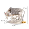 MG0006B Metal Kamdhenu Cow & Calf with Bal Gopal Krishna Statue for Good Luck (Silver, 19 x 13.5 x 17 cm)
