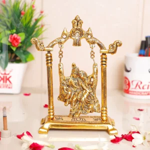 Radha Krishna Playing Flute Under Tree Idol Gold Antique Finish for Home,Office &Table Decorative Gift for Have House Warming, Birthday...