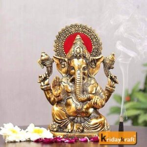 AMII YUGAL PRIVATE LIMITED Gifts White Metal Silver Plated Ganesh Showpiece Idol for Home Decor and Gift Purpose