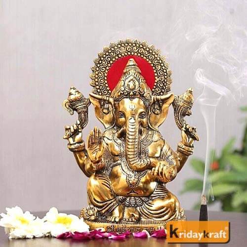MG0010A AMII YUGAL PRIVATE LIMITED Gifts White Metal Silver Plated Ganesh Showpiece Idol for Home Decor and Gift Purpose