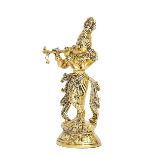 MG0012A Lord Krishna Metal Statue,Krishna Murti Playing Flute for Temple Pooja,Decor Your Home,Office & Gift Your Relatives,Showpiece Figurines,Religious Idol,Gift Article.