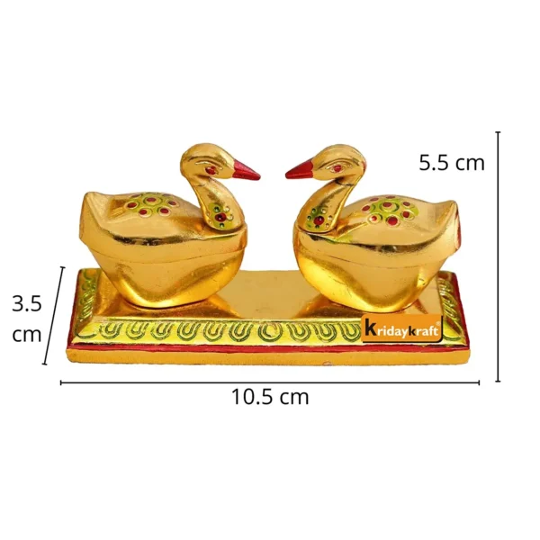 MG0014B Swan Duck Shap Haldi KumKum Holder,Chandan Roli Box,Love Birds Couple Duck Pair Chopda,Kumkum Dani,Chawal,Akshat use for Pooja,Animal Showpiece & Return Gift Article