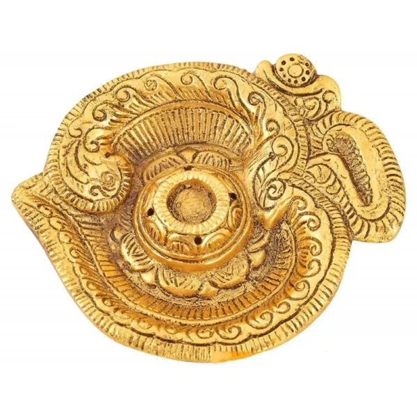 Om Shaped Metal Gold Plated Incense Stick Holder (Agarbati Stand)