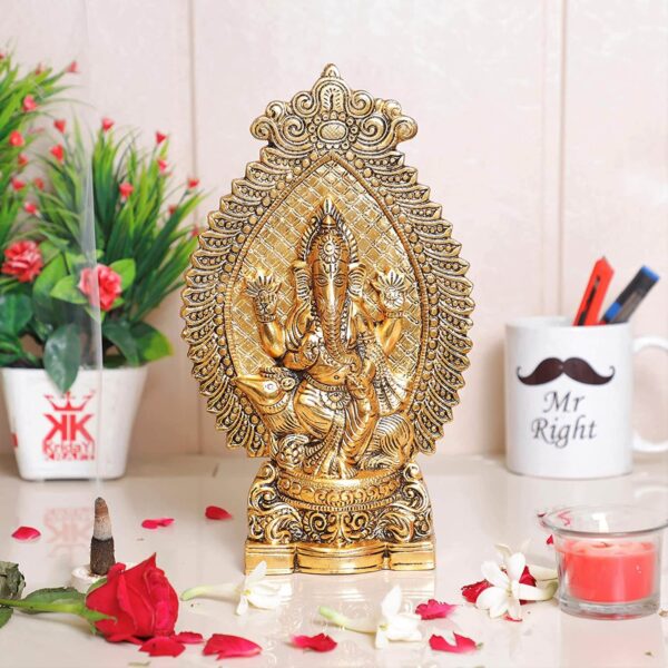 Ganesha Metal Statue,Ganpati Murti for Pooja Room & Decor Your Home,Office,Religious Idol Gift Article,Showpiece Figunrines.