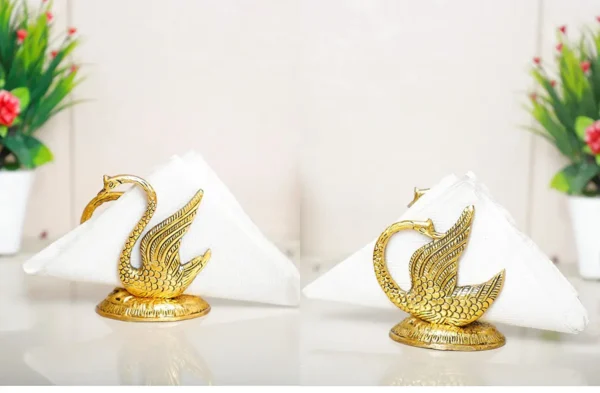 Metal Swan/Duck Shape Napkin Holder,Tissue Paper Holder for Dining Tableware 2 pcs Set,Animal Showpiece Saras Metal Statue for Table Decor & Gifts Article...