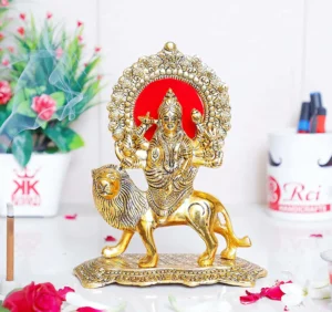 Durga Maa Murti,Shero vali ma Metal Statue for Navratri Pooja,Temple Pooja,Decor Your Home & Office,Religious Idol Gift Article,Showpiece Figurines...