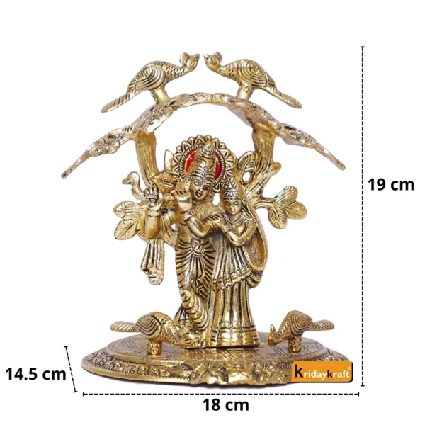 Radha Krishna Standing Playing Flute Under Tree idol Metal Statue Gold Antique Finish for Pooja & Home,Office Decorative,Radha Krishna Murti Showpiece Figurines,Religious idol Gift Article...