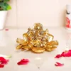MG0058A Kridaykraft Metal Ganesh Gold Polish Leaf for Home Decor and Gift Purpose(12 x12 x 8 cm)