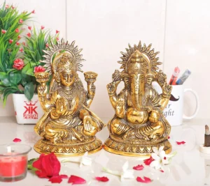 Metal Laxmi Ganesh Statue/Murti for Pooja Room & Home Office Décor,Laxmi Ganesha Idol for Diwali Gift,Religious Idol Showpiece Figurines Decorative & Diwali Poojan...