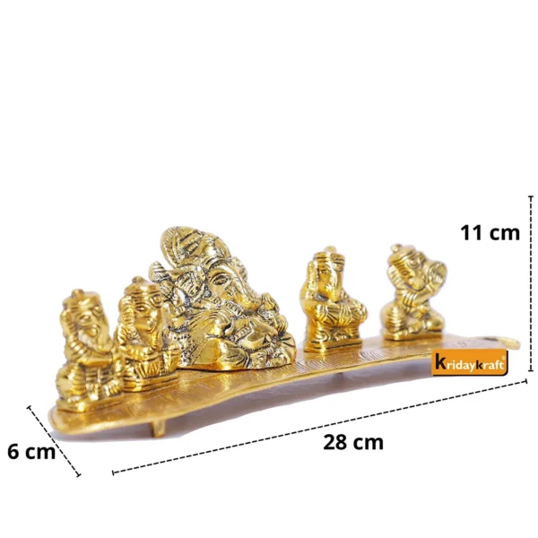 MG0062B White Metal Gold Plated Ganesha on Leaf with Musical Instrument Metal Statue for Pooja,Home & Office Décor Ganesha Murti Idol,Showpiece Figurines,Religious Idol Decorative Gift Article...