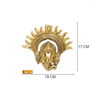 Metal Golden Ganesha Wall Hanging Sculpture Lord Ganesh Idol Ganpati Lucky Feng Shui Wall Decor Arts,Religious Idol,Showpiece Figurines.