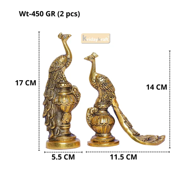 Metal Lovers Peacock Couple Pair Showpiece for Home, Office Decor (Gold, Medium)