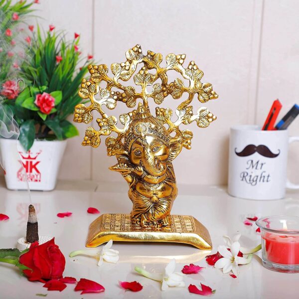 MG0083A Ganesha Standing Playing Flute Metal Staue,Ganpati Bappa murti for Pooja & Home,Offce Decor,Religious Idol Gift Article,Showpiece Figurines.