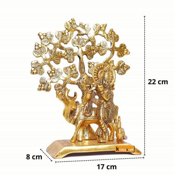MG0085B Metal Krishna Idol Statue with kamdhenu Cow Standing Under Tree Showpiece Figurine for Pooja Room & Gift,Decorative Religious Statue for Home,Office & Table...