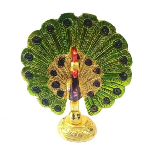 White Metal Gold Plated Dancing Peacock for Home Décor