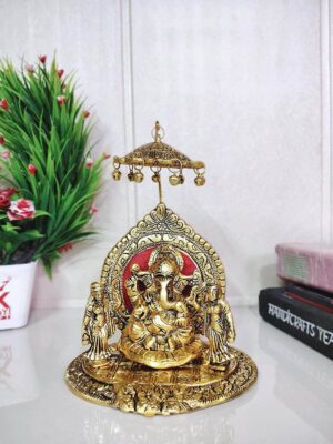 Riddhi Shiddhi Ganesha Metal Statue for Temple Pooja,Ganesh Murti Decorative Your Home,Office & Religious Gift Article,Ganpati Bappa Sculpture,Religious idol,Sowpiece Figurine,Gift Article...