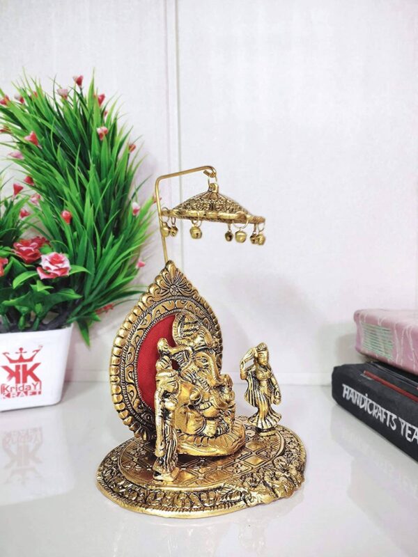 Riddhi Shiddhi Ganesha Metal Statue for Temple Pooja,Ganesh Murti Decorative Your Home,Office & Religious Gift Article,Ganpati Bappa Sculpture,Religious idol,Sowpiece Figurine,Gift Article...