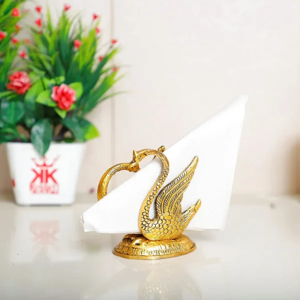 MG0109B Oxidize Metal Handicrafts Decorative Golden Swan Duck Shape Napkin Holder Dining Tableware Handmade Handicrafts showpiece Gifts