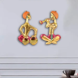 Metal Musical Man Set Multicolor Decor Your Home ,Office Walls,Rajasthani Musicians showpiece Figurines, Gift Article...