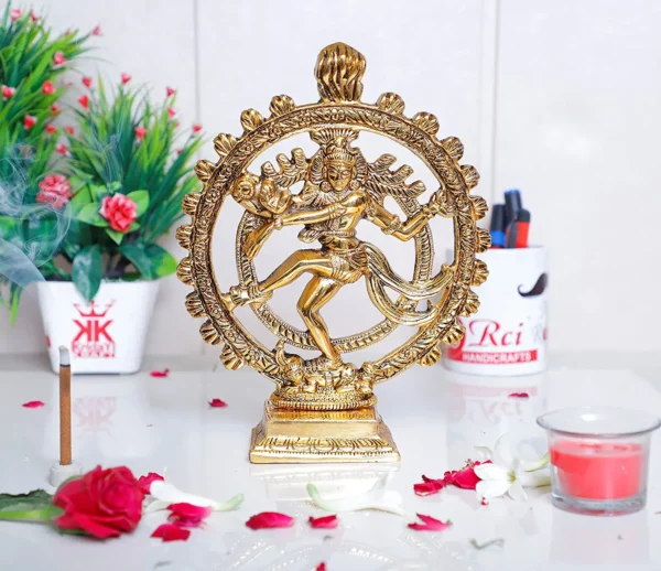 MG0116A Gold Plated Metal Dancing Shiva Natraj Statue (19 x 6 x 24 cm, Gold)