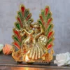 MG0118B Radha Krishna Metal Statue with Diya for Pooja, Peacock Design Decor Your Home,Office,Religious Showpiece Figurines,God Idol Gift Article.