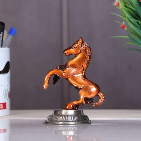 Copper Finish Jumping Horse Metal Statue for Wealth Table Top Figurine for Living Room Bedroom Home Office Animal Decorative Showpiece Feng Shui Vanstu Sculpture for Gift Purpose