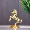 MG0122C Golden Finish Jumping Horse Metal Statue for Wealth , Income and Bright Future & Feng Shui & Vastu ( 8.5 X 6.5 X 12 cm, Gold)
