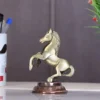 MG0124A Metal Jumping Horse Statue for Wealth, Income, Shining and Bright Future (8.5 x 6.5 x 12 cm, Grey)